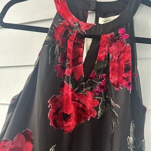 ☀️BOGO Item NWT Francesca’s Black Keyhole Dress with Velvet Floral Designs☀️